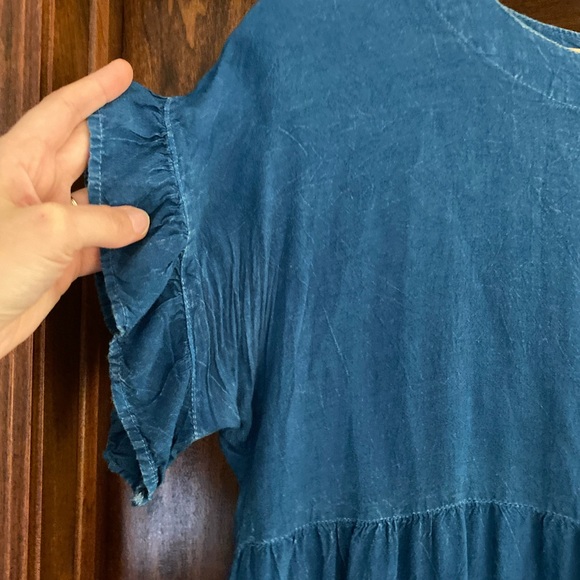 Blue Ruffled Mini Dress - Picture 2 of 4